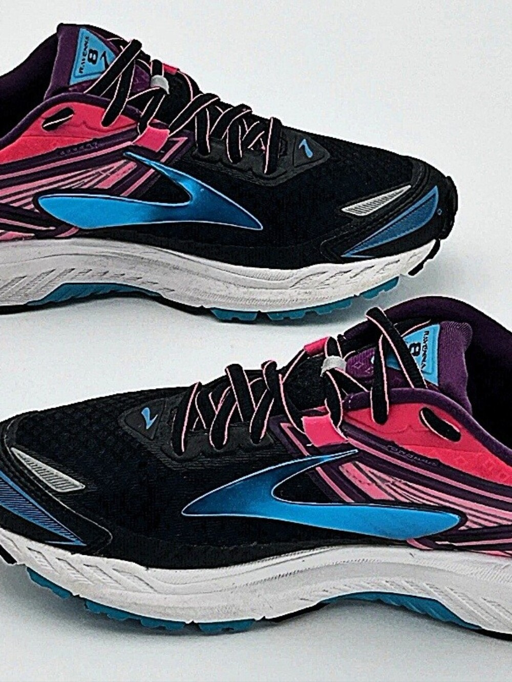 Brooks Ravenna 8 Women's Size 7 Running Shoes Black Orange Purple Blue DNA VGUC